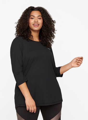 Treningsgenser med 3/4-ermer, Black, Model image number 0