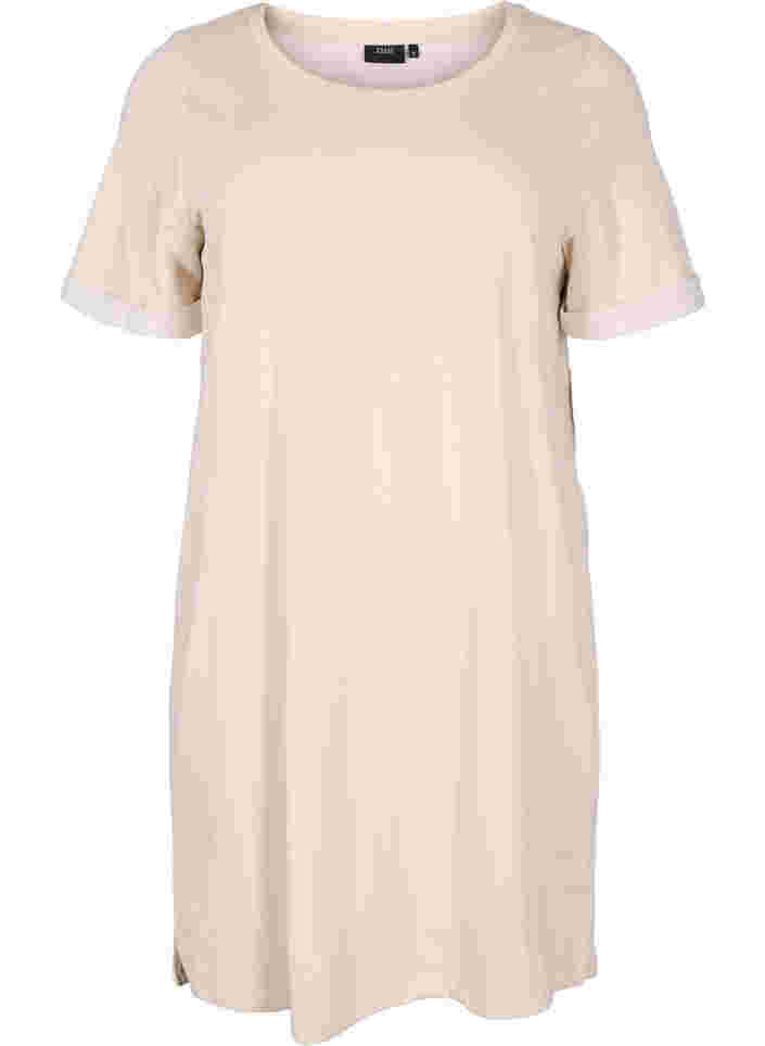 Kjole med korte ermer og splitt, Pumice Stone, Packshot image number 0