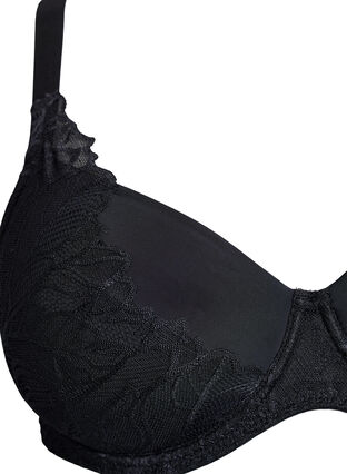 Zizzi Polstret BH med blonder, Svart, Packshot image number 2
