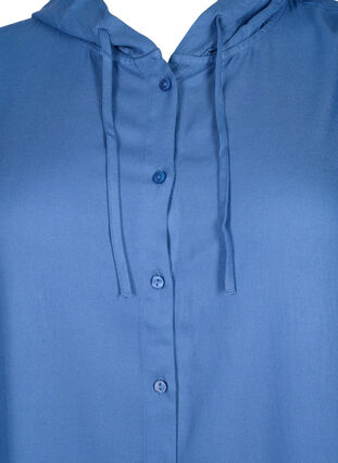 Skjortekjole i viskose med hette og 3/4-ermer, Moonlight Blue, Packshot image number 2