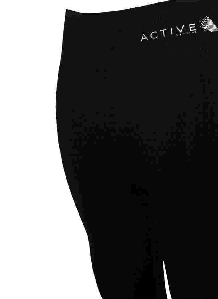 Sømløs treningstights med struktur, Black, Packshot image number 2