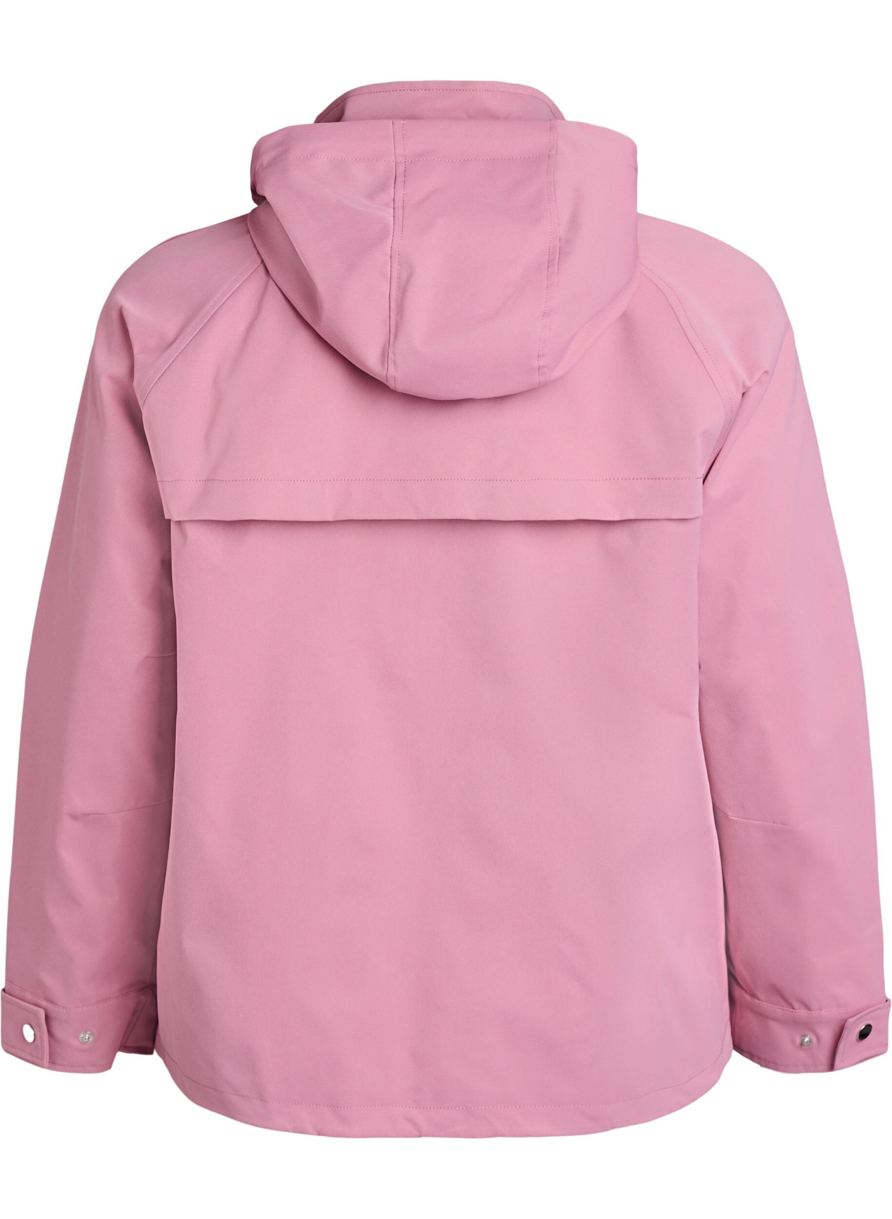 Zizzi Kort v&aring;rjakke med avtagbar hette, Rosa, Packshot image number 1