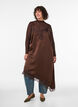 Satengkjole med blonder og asymmetrisk fold, Brun, Model image number 0
