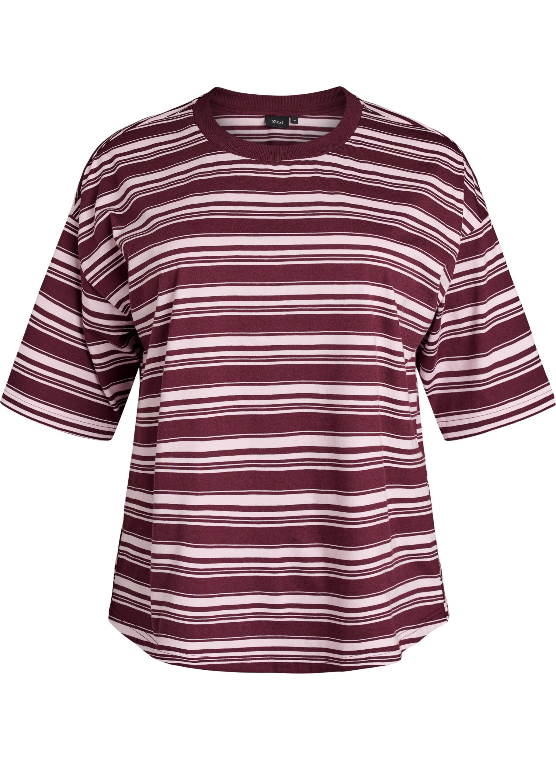 ZizziBoxy T-skjorte med stripete m&oslash;nster, R&oslash;d, Packshot image number 0