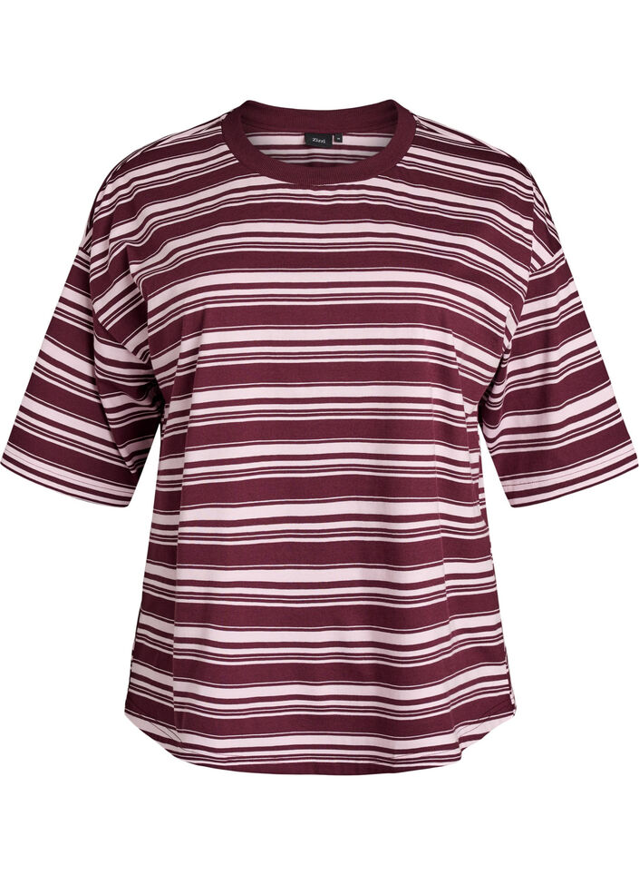 Boxy T-skjorte med stripete m&oslash;nster, R&oslash;d, Packshot image number 0