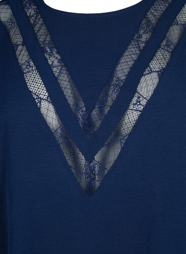 Bluse med lange ermer og blonder, Navy Blazer, Packshot image number 2