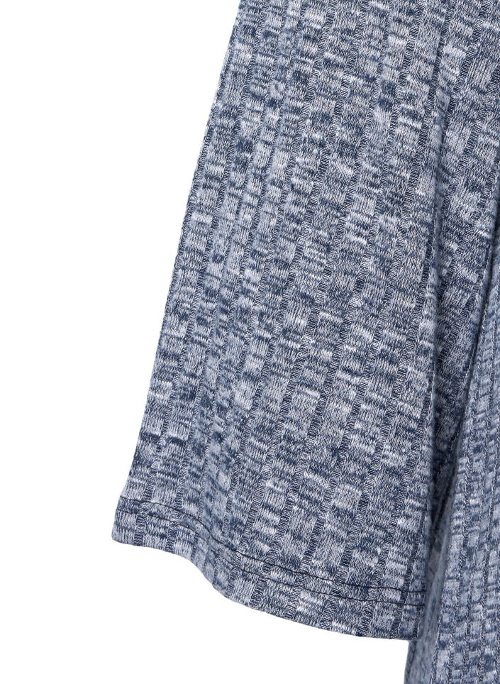 Bluse i melange med rund hals og 3/4-ermer, Dress Blues Mel., Packshot image number 2