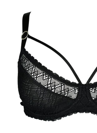 Balconette med blonder og stringdetaljer, Black, Packshot image number 2