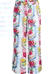 Straight fit bukser med et fargerikt trykk, Bl&aring;