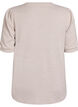 Bluse med knappedetaljer og korte puffermer, Beige, Packshot image number 1