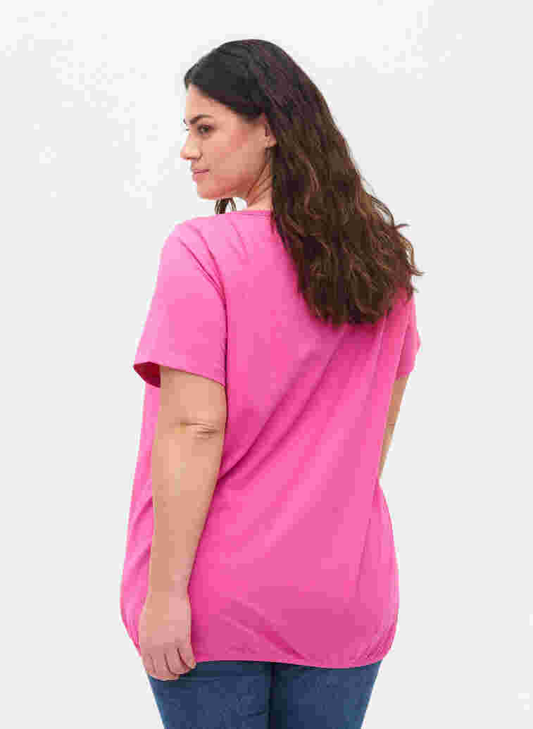 T-skjorte i bomull med korte ermer, Raspberry Rose, Model image number 1