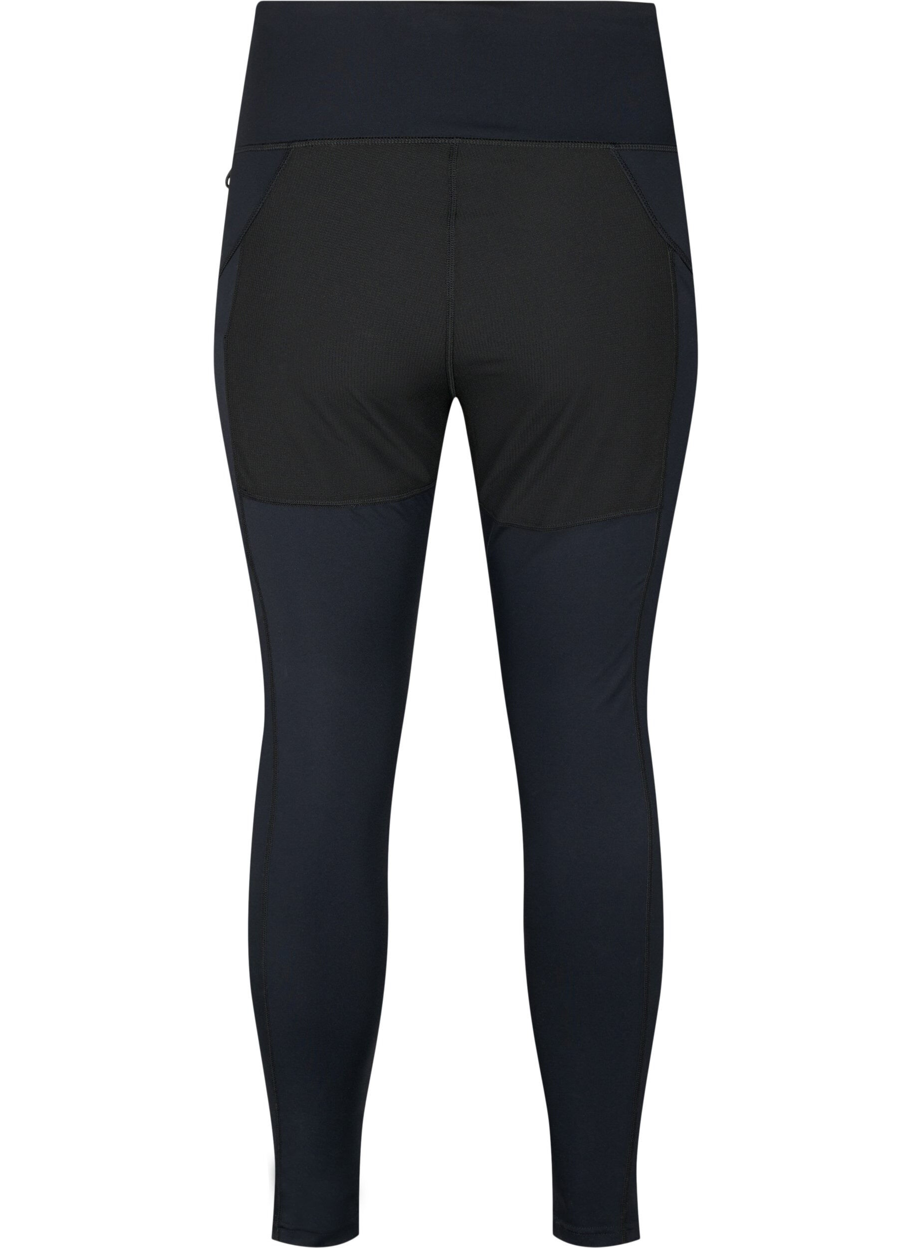 Zizzi T&oslash;yelig og slitesterk treningtights med lommer, Black, Packshot image number 1