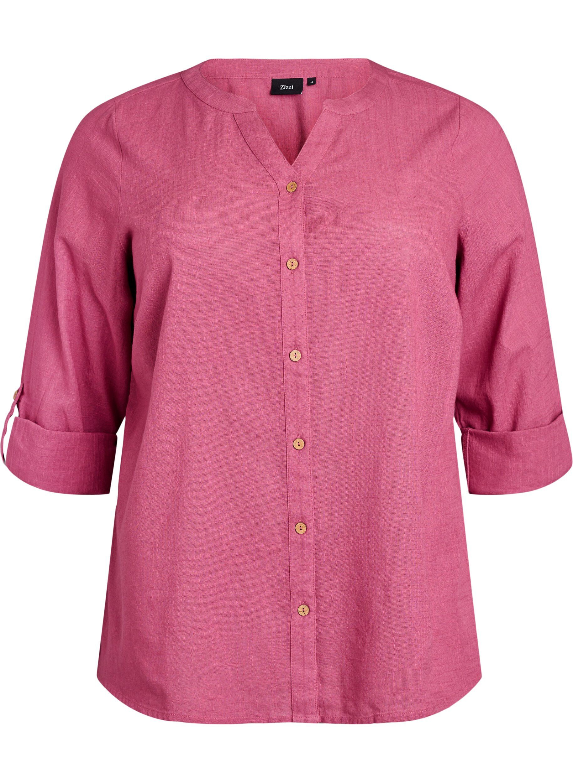 ZizziBomullsbluse med V-hals, R&oslash;d, Packshot image number 0