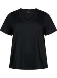 Kortermet basic T-skjorte med V-hals, Black