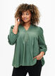 Bluse med ruffles, Duck Green, Model image number 0