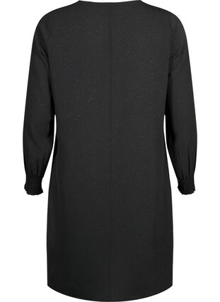 FLASH - langermet kjole med glitter, Black w. Silver , Packshot image number 1