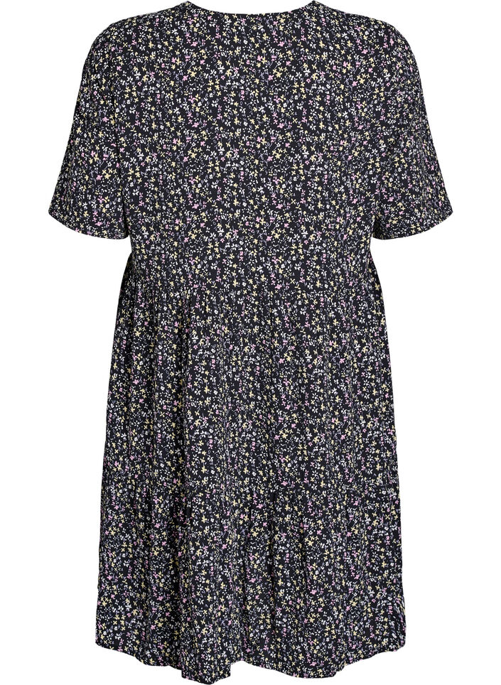 Kortermet kjole med A-lineskåret snitt og snittlinjer, Svart, Packshot image number 1