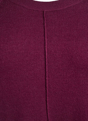 Zizzi Kort strikkekjole med raglanermer og en midtsøm, Mørk Bordeaux, Packshot image number 2