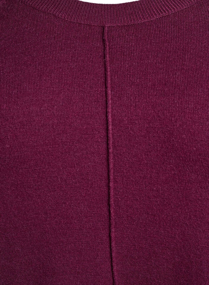 Kort strikkekjole med raglanermer og en midtsøm, Mørk Bordeaux, Packshot image number 2