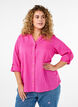 Bomullsbluse med V-hals, Rosa, Model image number 0