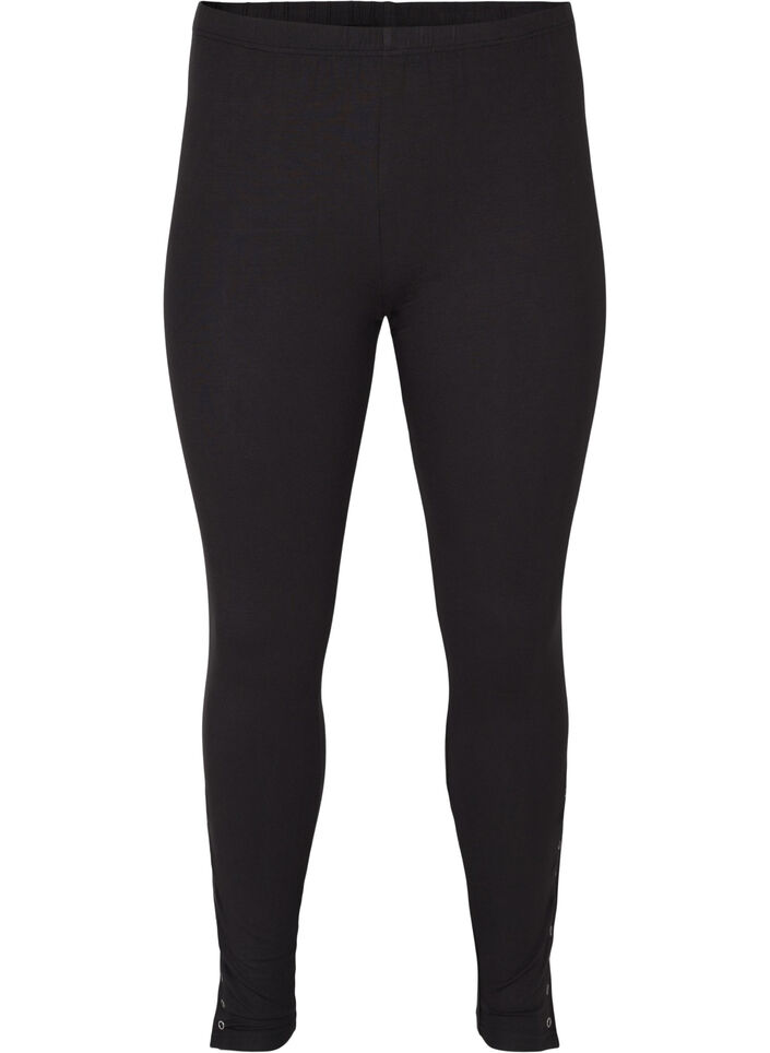 Viskoseleggings med knapper, Svart, Packshot image number 0