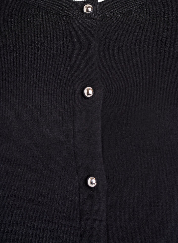 Cardigan med runde knapper, Svart, Packshot image number 2