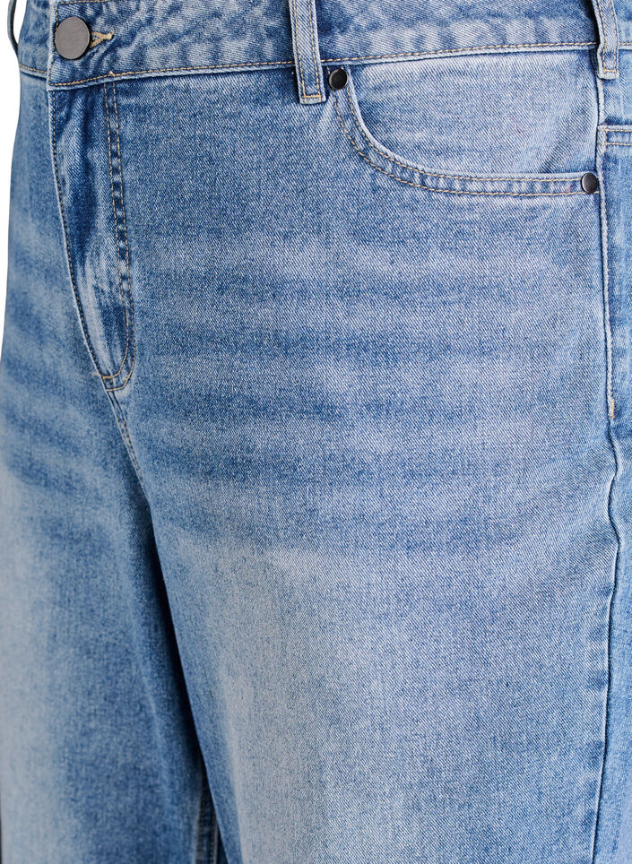 Jeans med vide ben og sømdetaljer, Blue Denim, Packshot