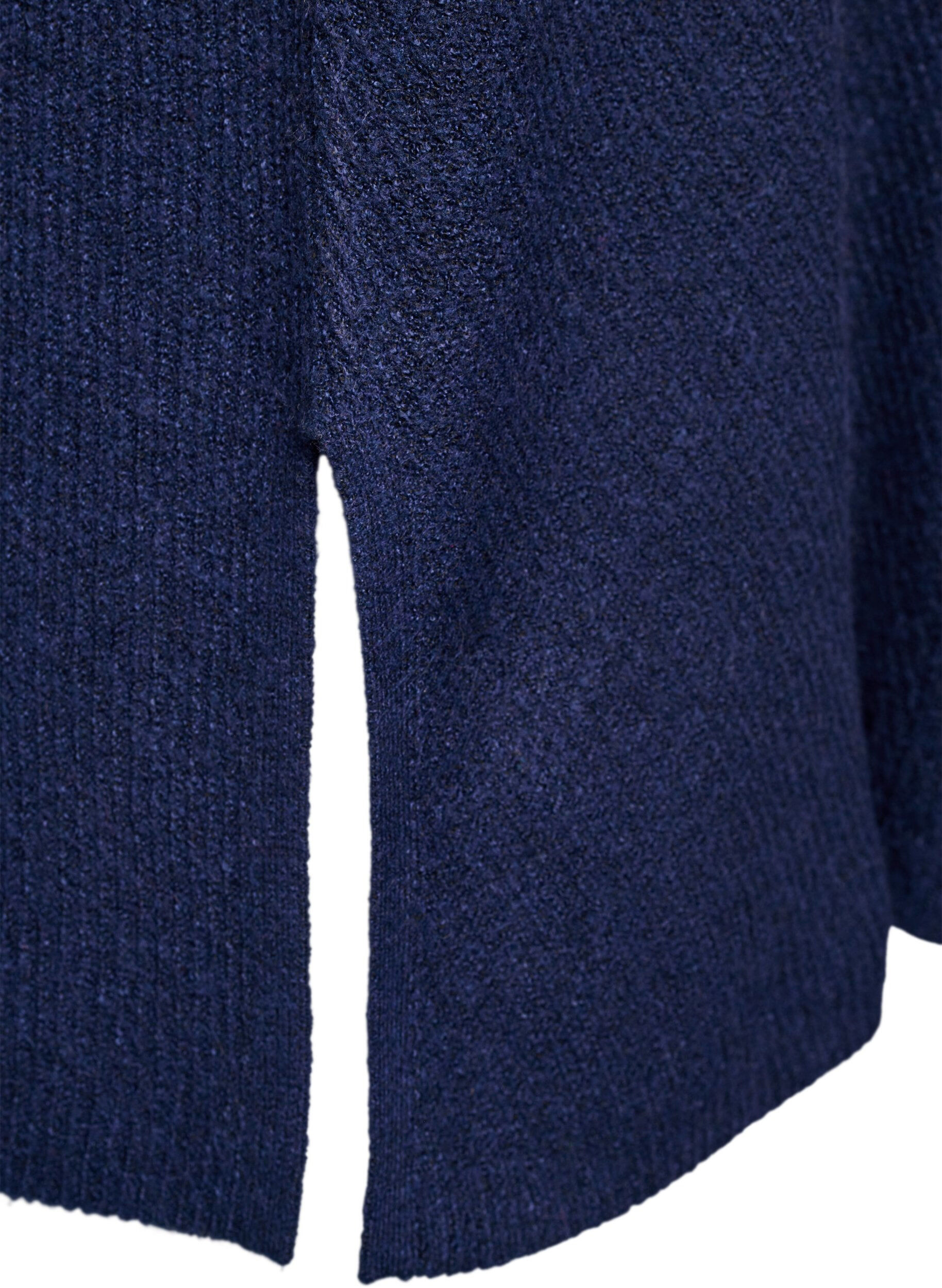ZizziStrikkegenser med diagonalt m&oslash;nster og raglanermer, Bl&aring;, Packshot image number 3