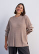 Strikket bluse med ribbestruktur og knappdetaljer, Beige, Model image number 0