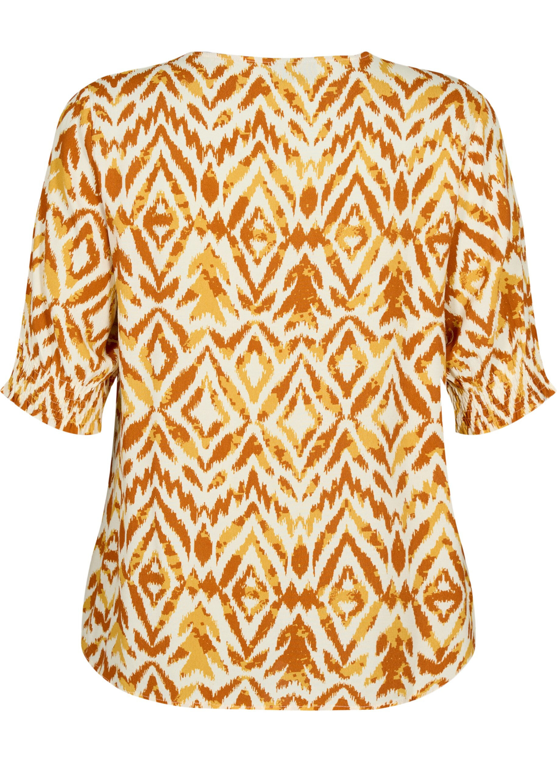 ZizziBluse i viskoe med knapper, Amber Green Tribe, Packshot image number 1