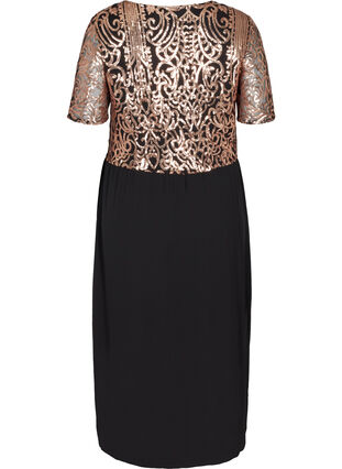 Kortermet kjole med paljetter, Black, Packshot image number 1
