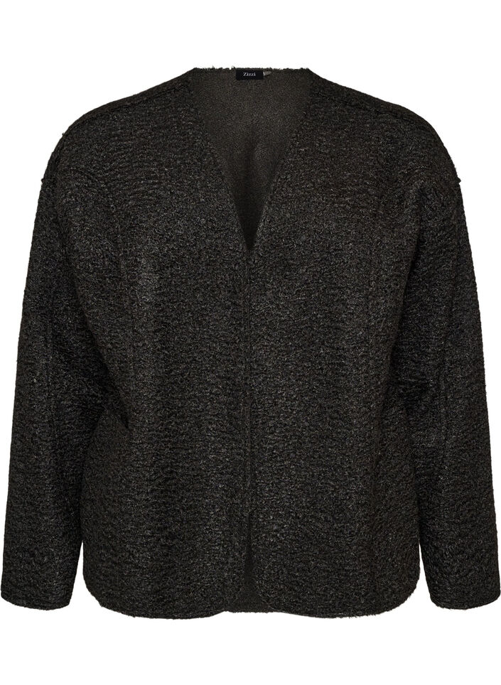 Loose fit cardigan med lommer, Svart, Packshot image number 0