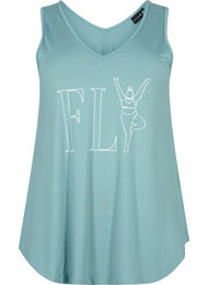 Treningstopp i viskose med A-form, Smoke Blue w. FLY