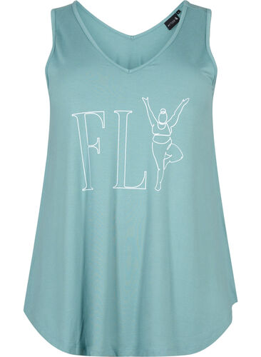 Treningstopp i viskose med A-form, Smoke Blue w. FLY, Packshot image number 0