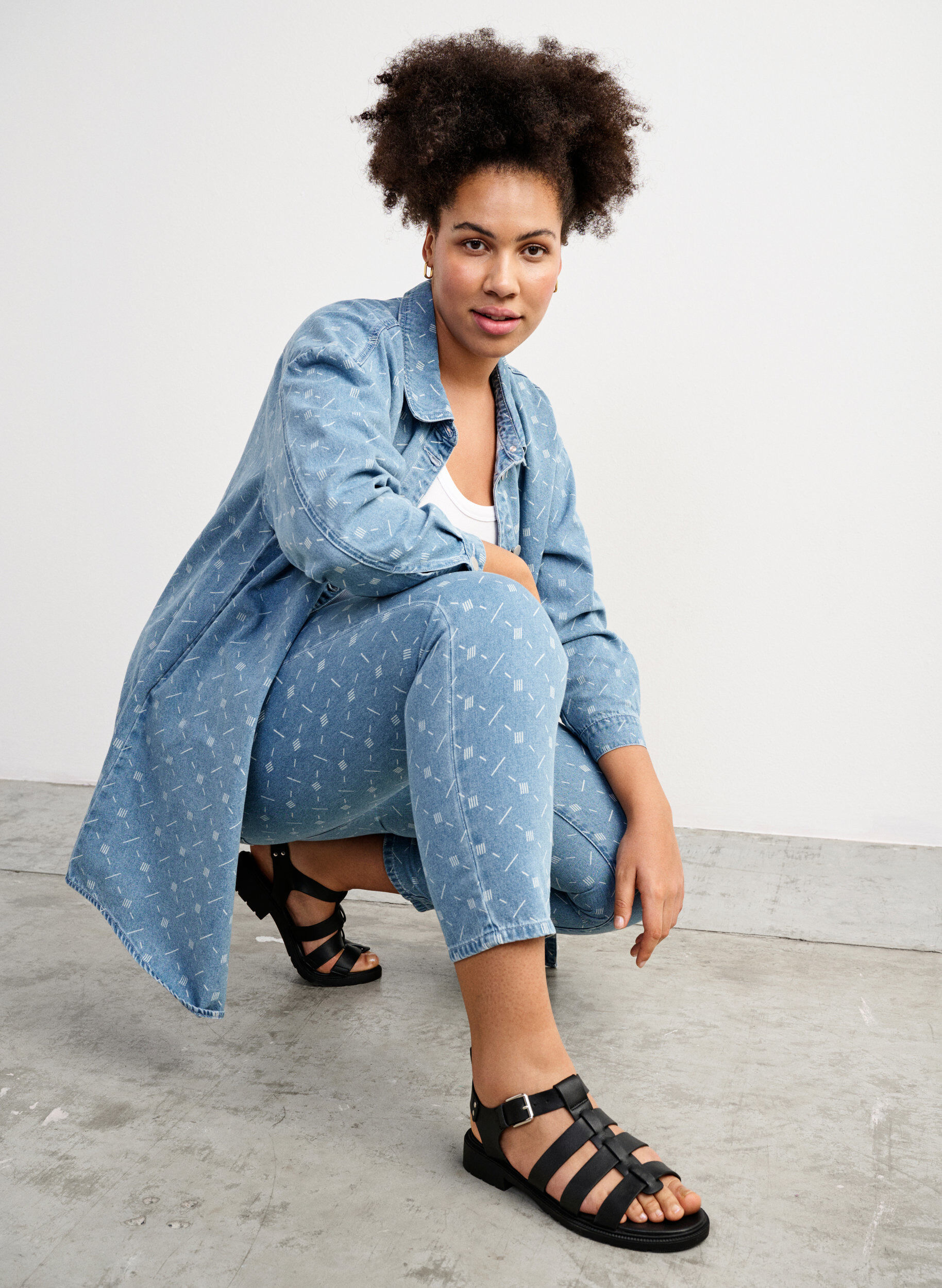 Zizzi Sandaler i skinn og med wide fit, Svart, Image image number 0