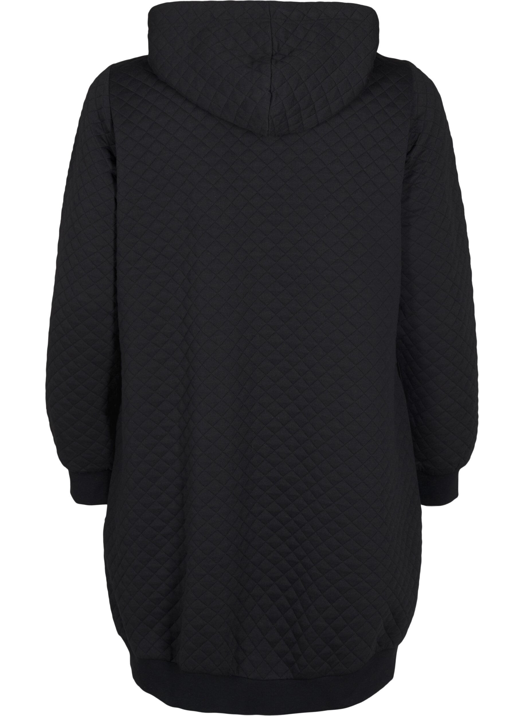 Zizzi Lang, vattert sportscardigan med glidel&aring;s, Svart, Packshot image number 1