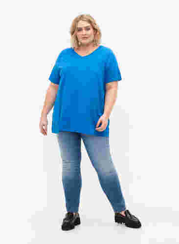 Kortermet T-skjorte med A-form, French Blue, Model image number 2