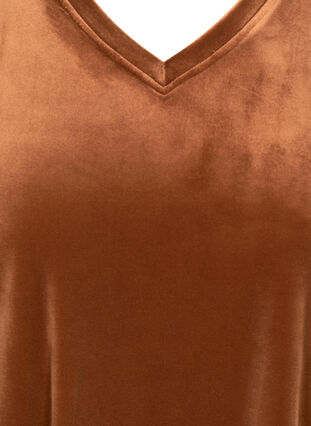 Velurkjole med lange puffermer, Brown ASS, Packshot image number 2