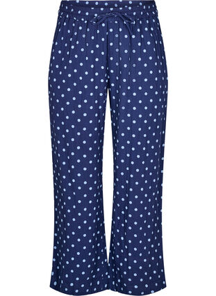 Zizzi Løse bukser i bomullsmuslin med polka dots, Blå, Packshot image number 0