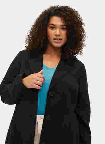 Lang jakke med knappelukking, Black, Model image number 2