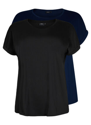 2-pack kortermede T-skjorter, Black / Navy Blazer, Packshot image number 0