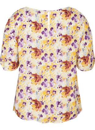 Blomstrete bluse i viskose, Flower AOP, Packshot image number 1