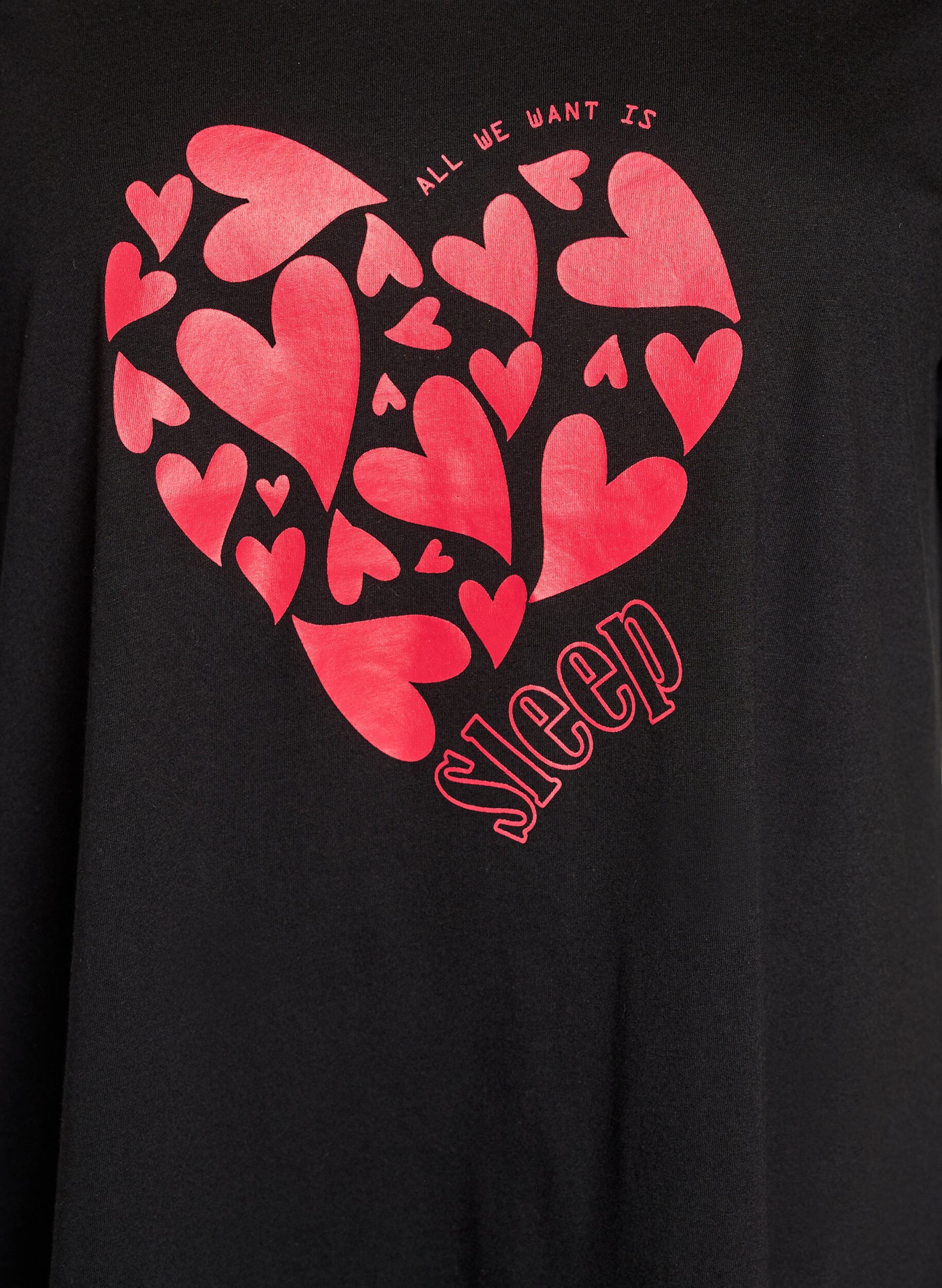 Zizzi Kortermet nattkjole i &oslash;kologisk bomull, Svart, Packshot image number 2