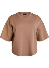 Kort loose fit t-skjorte i modalblanding, Brun Kort loose fit t-skjorte i modalblanding