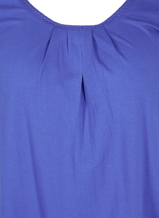 Bomullskjole med rund hals og korte ermer, Dazzling Blue, Packshot image number 2