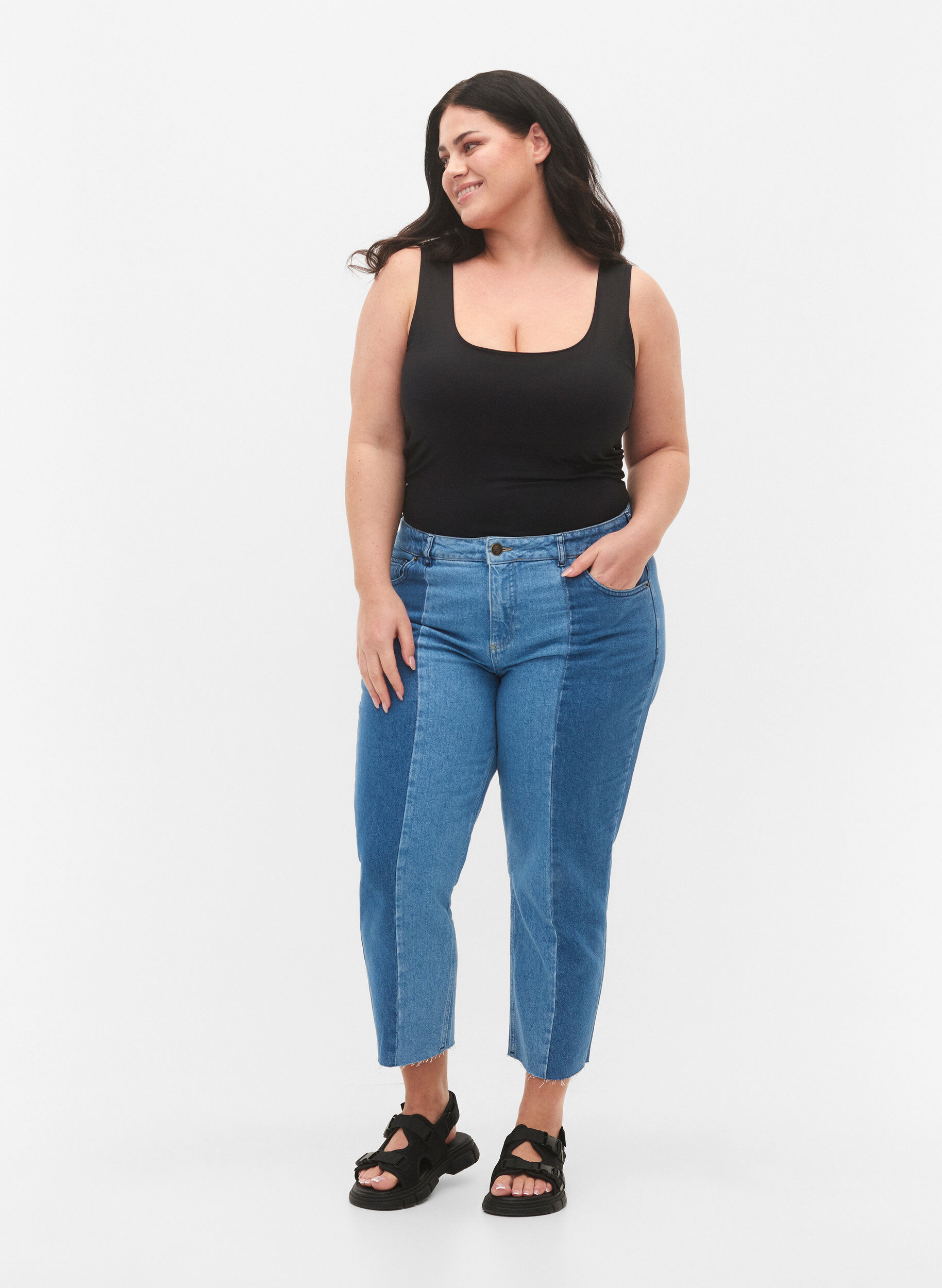 Zizzi Vendbar topp i stretch, Black, Model image number 3