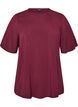 Vevet bluse med korte ermer og rund hals, R&oslash;d, Packshot image number 0