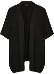 Cardigan med &aring;pen front og vide ermer, Svart