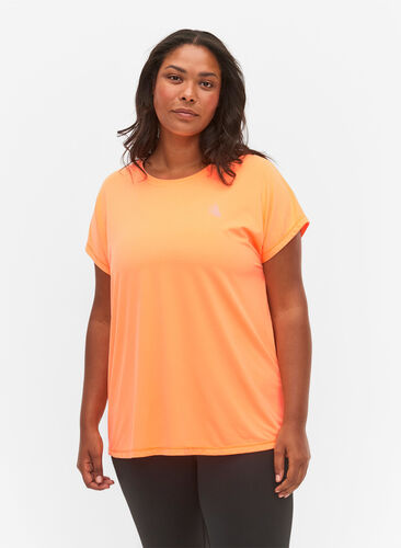 Kortermet trenings T-skjorte, Neon Orange, Model image number 0