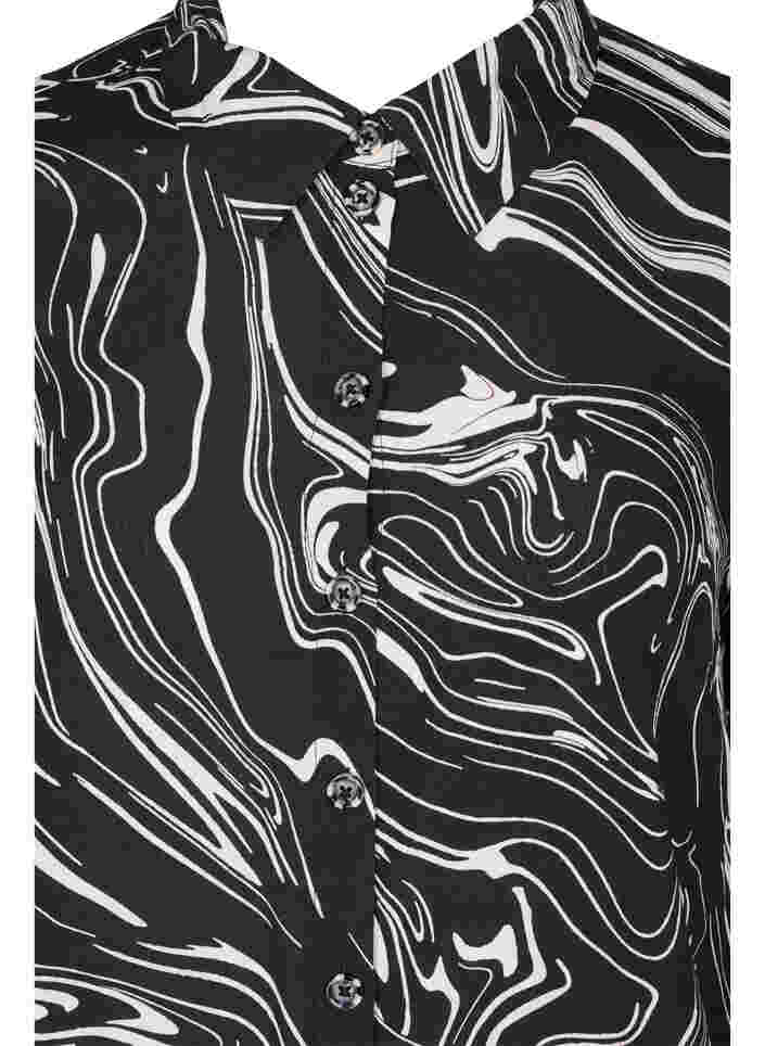 Langermet viskoseskjorte med mønster, Black Swirl AOP, Packshot image number 2